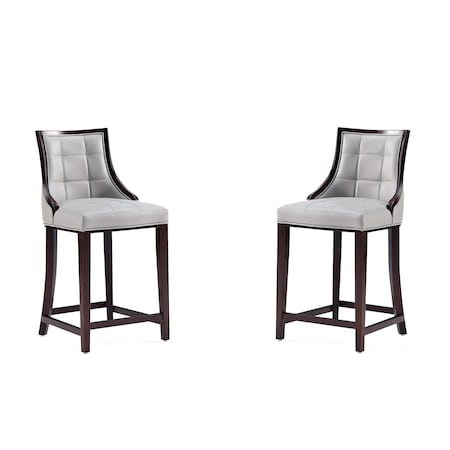 Manhattan Comfort Fifth Avenue Faux Leather Counter Stool in Light Grey - Set of 2 2-CS012-LG